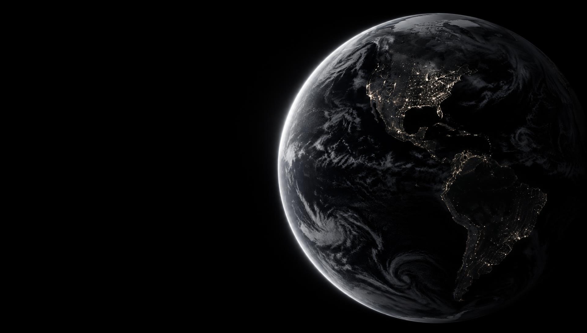 Earth seen from orbit at night